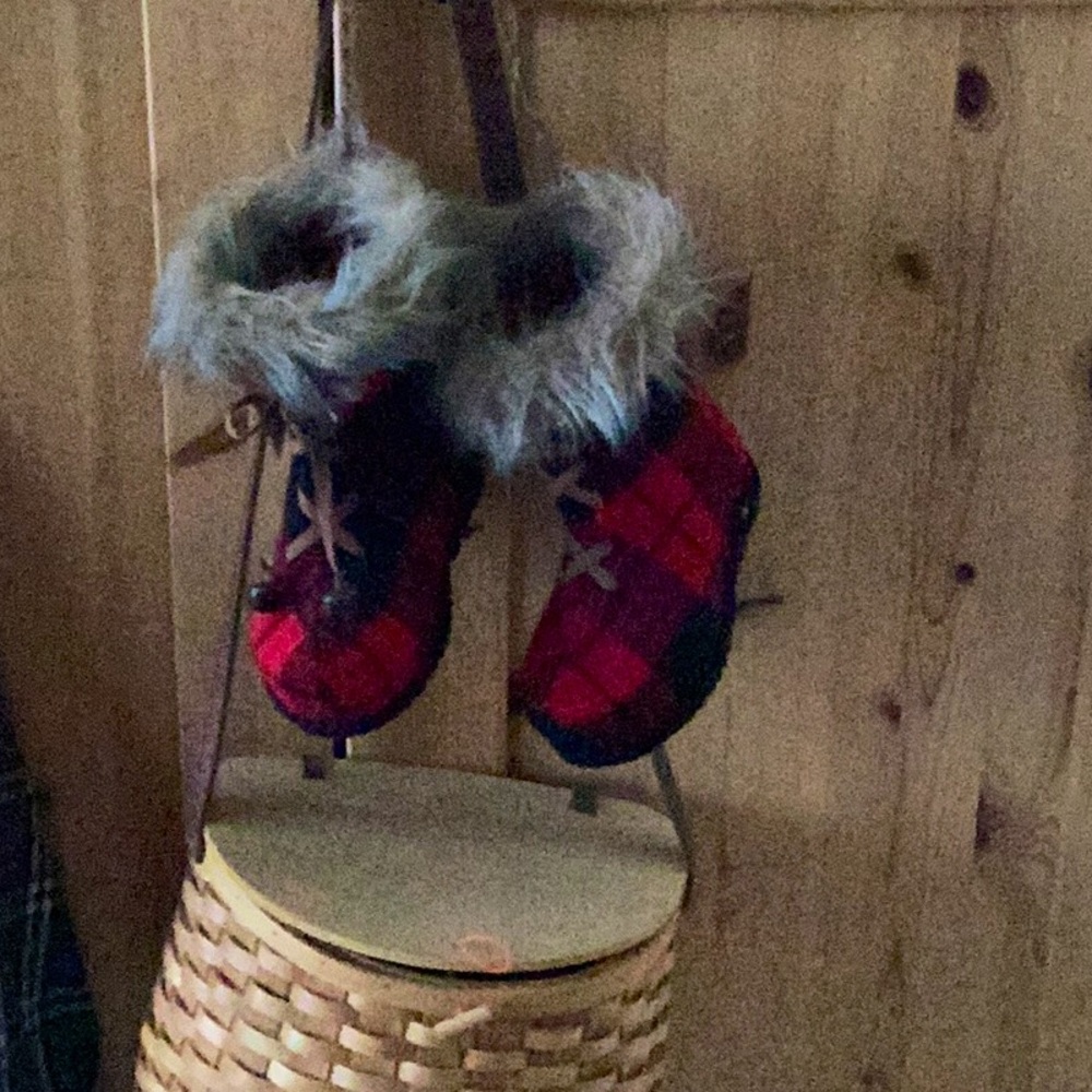 🎄Christmas Boots RED FLANNEL HOLIDAY DOOR  HANGER or Whatever